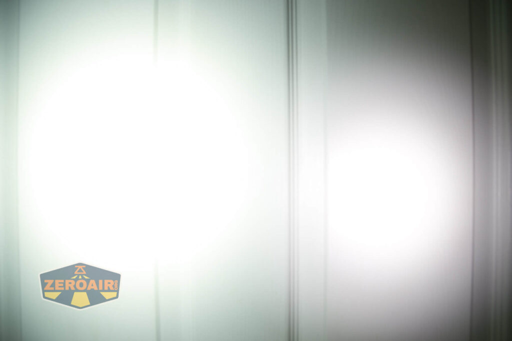 beamshots on door compared to nichia 219b