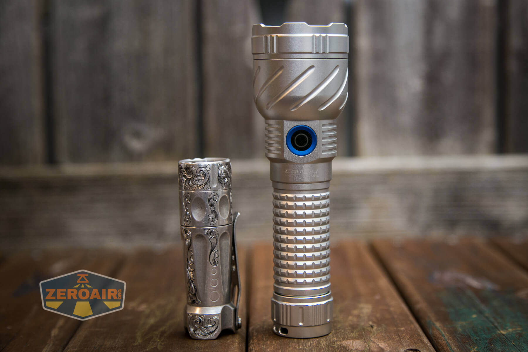 Convoy M21E Flashlight beside torchlab boss 35