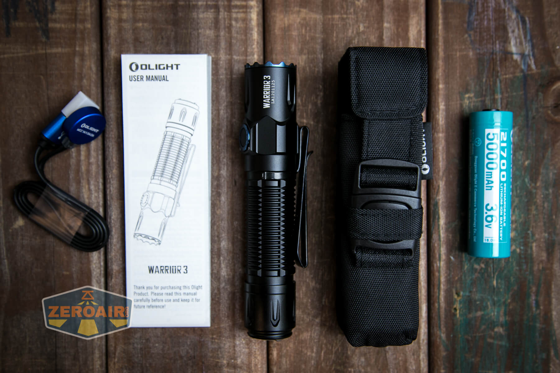 Olight Warrior 3 flashlight included