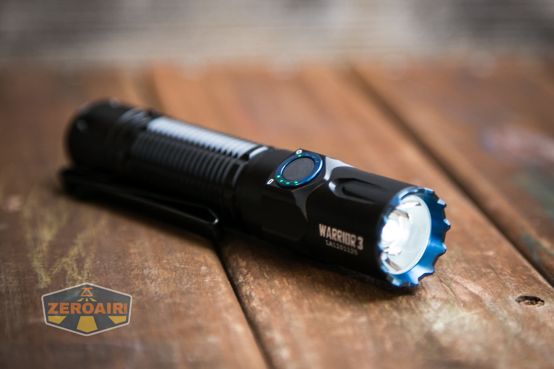 Olight Warrior 3 flashlight e-switch indicating