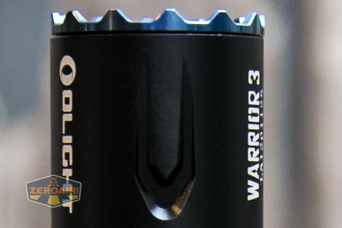 Olight Warrior 3 flashlight top-down photos