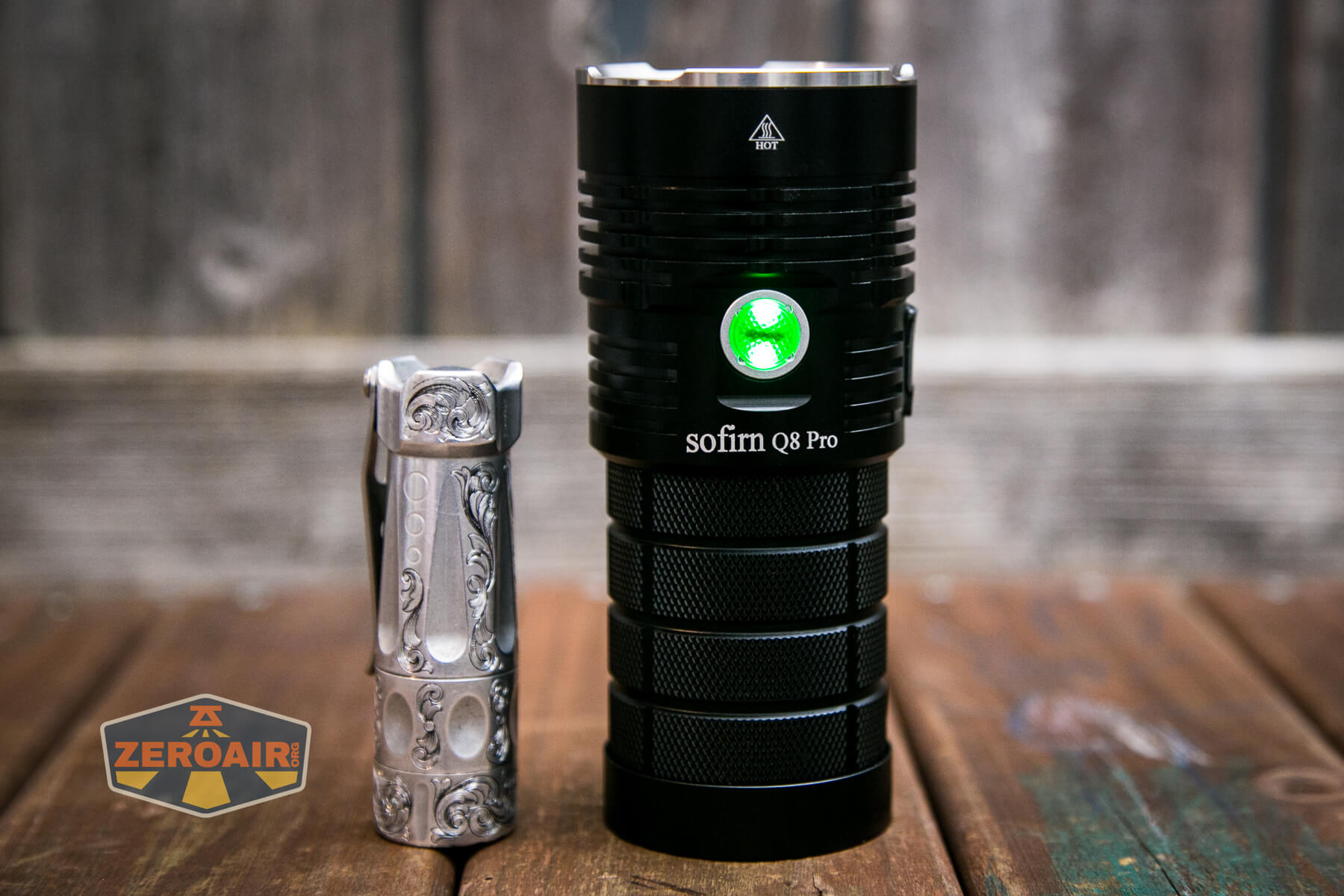 Sofirn Q8 Pro Flashlight beside torchlab boss 35