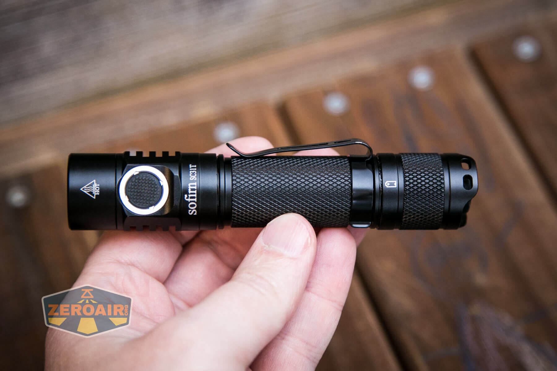 Sofirn SC31T Tactical Flashlight in hand