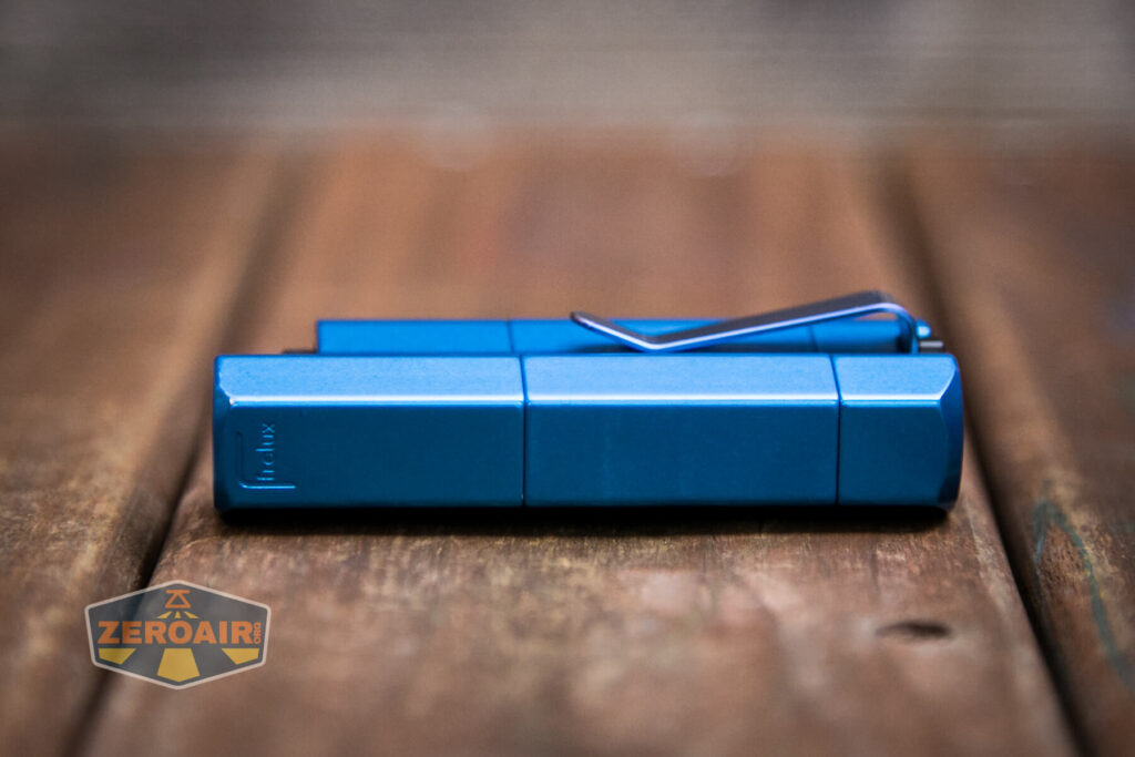 Frelux Synergy1 flashlight pocket clip side view