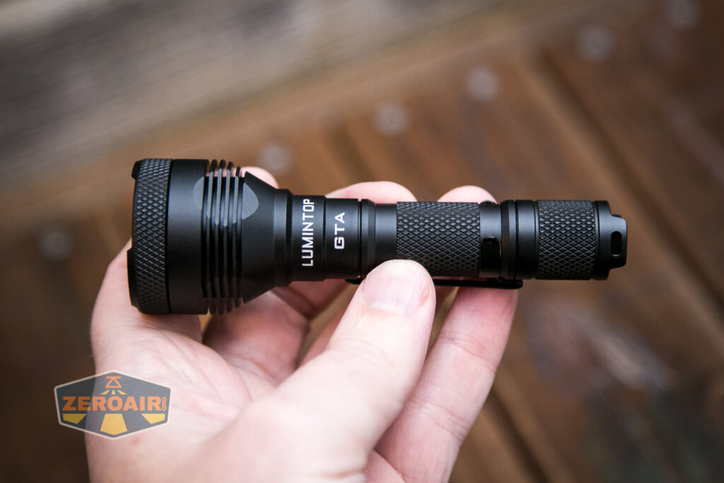 Lumintop GTA flashlight in hand