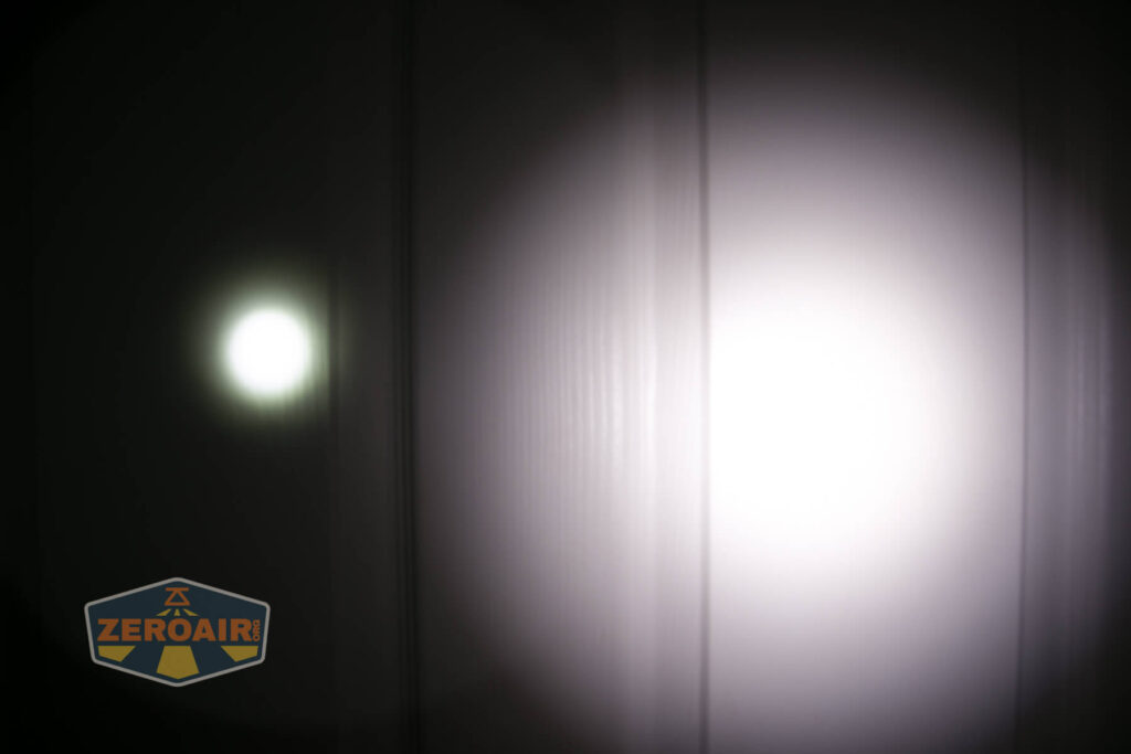 beamshots from AA cell on door compared to nichia 219b