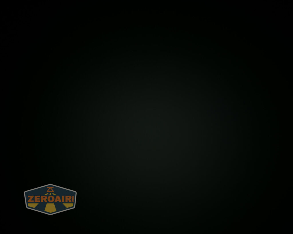 A mostly black image with a faint circular gradient in the center and a ZeroAir logo in the bottom left corner. Nothing else is visible.