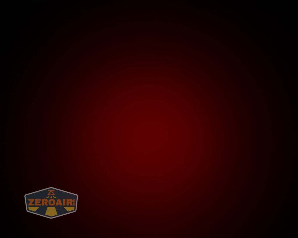 A dark image with a faint red glow in the center fading to black at the edges. The bottom left corner features a shield-shaped logo with the text ZEROAIR.