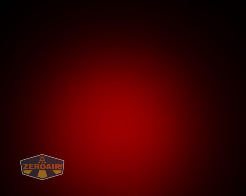 A dark background with a red circular gradient radiating from the center. In the bottom left corner, there is a ZeroAir logo with orange and brown colors.