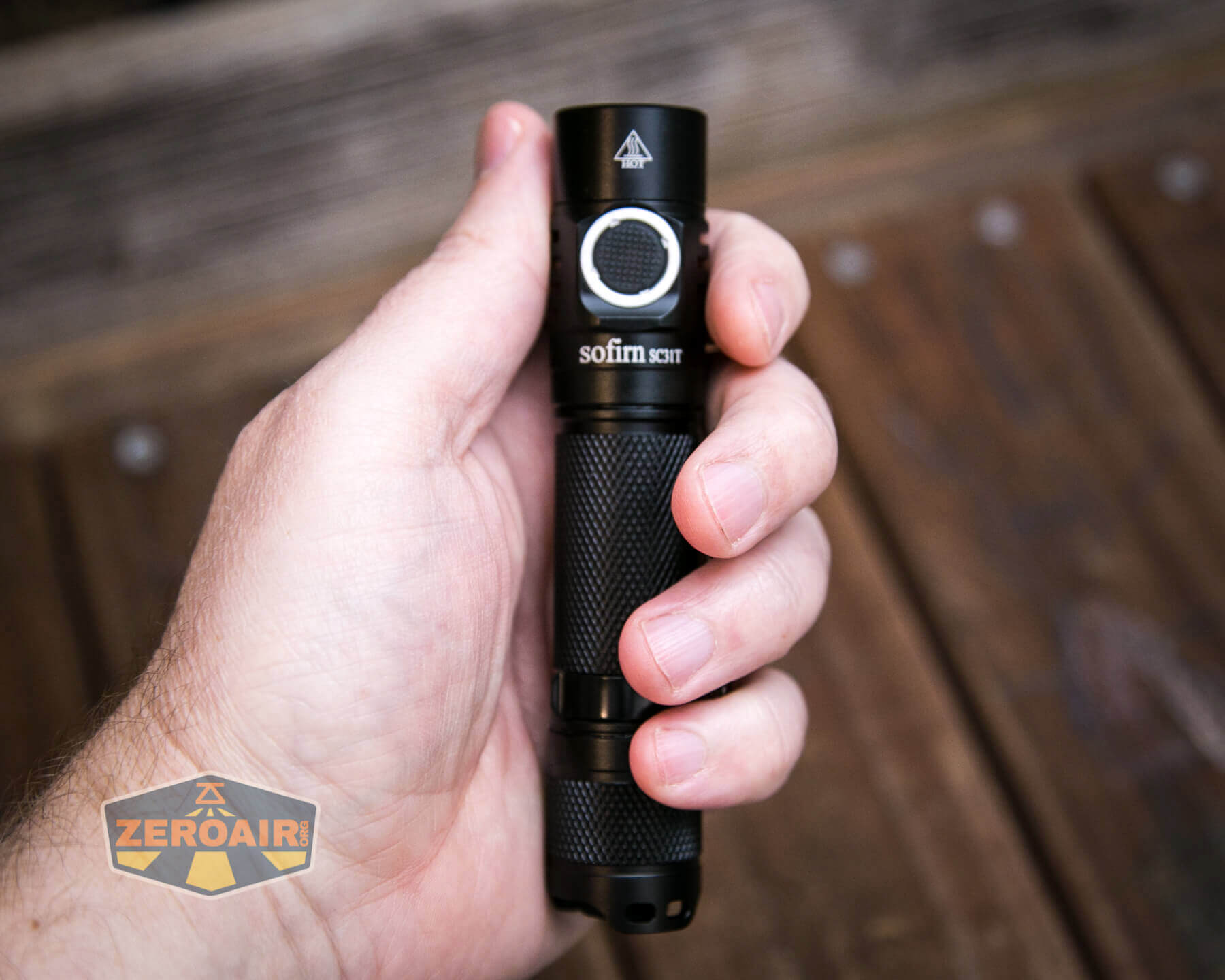 Sofirn SC31T Tactical Flashlight in hand