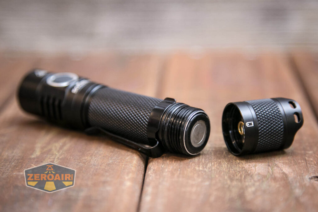 Sofirn SC31T Tactical Flashlight 18650 installed