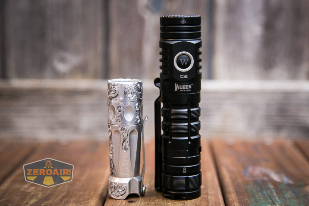 Wuben C2 Flashlight beside torchlab boss 35