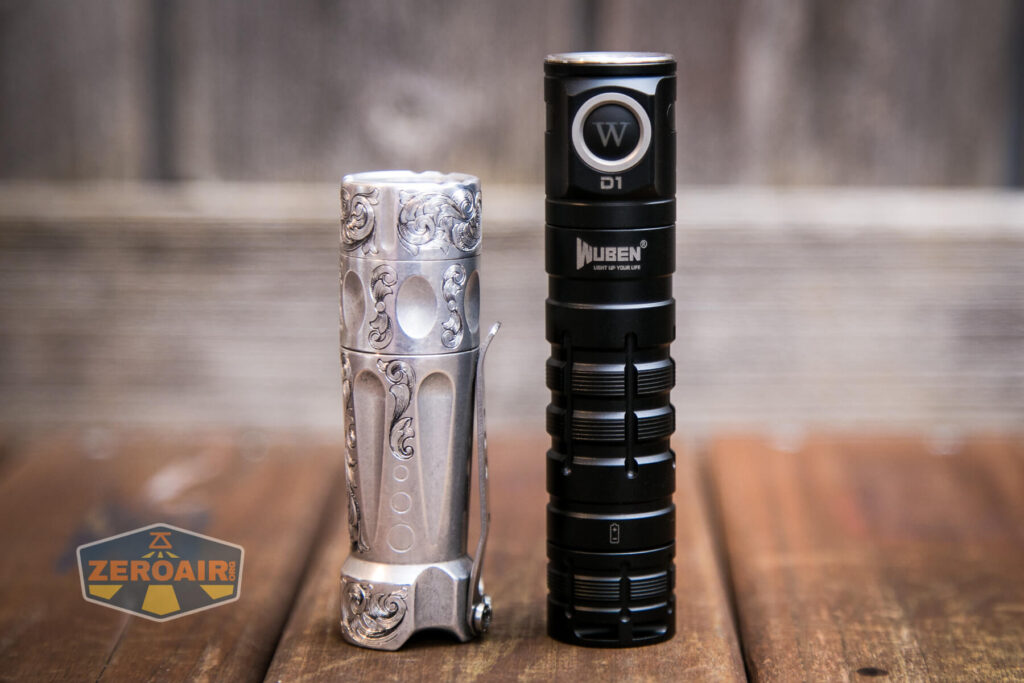 Wuben D1 Flashlight beside torchlab boss 35