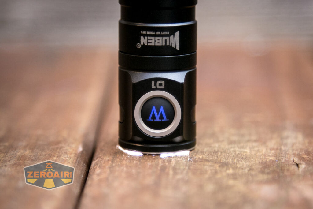 Wuben D1 Flashlight headstanding