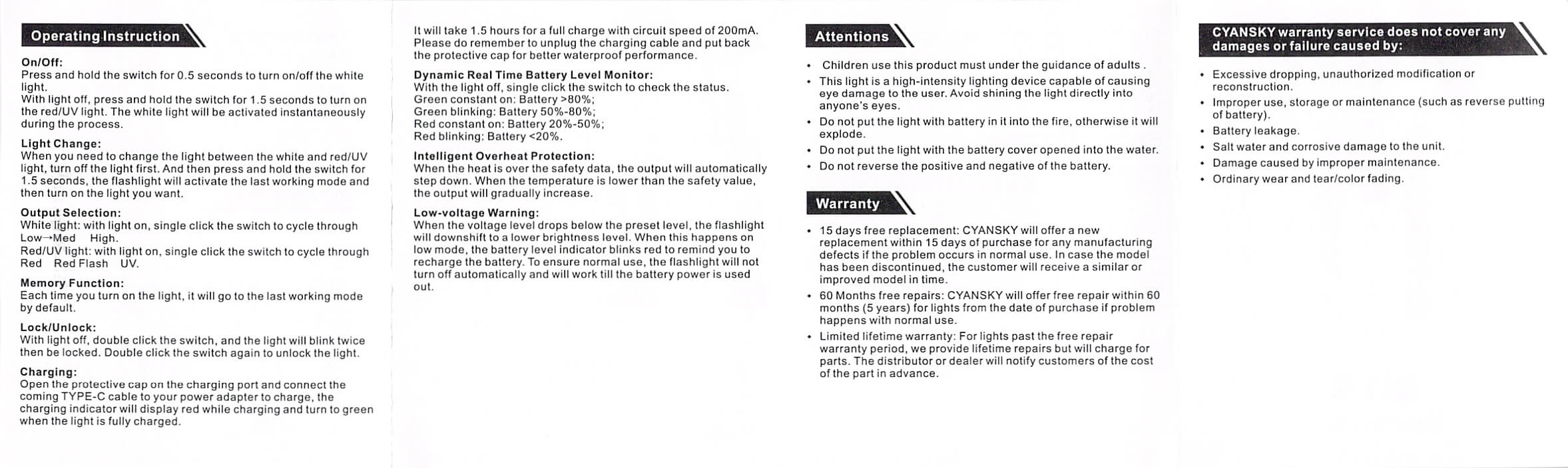 Cyansky M1R keychain flashlight manual