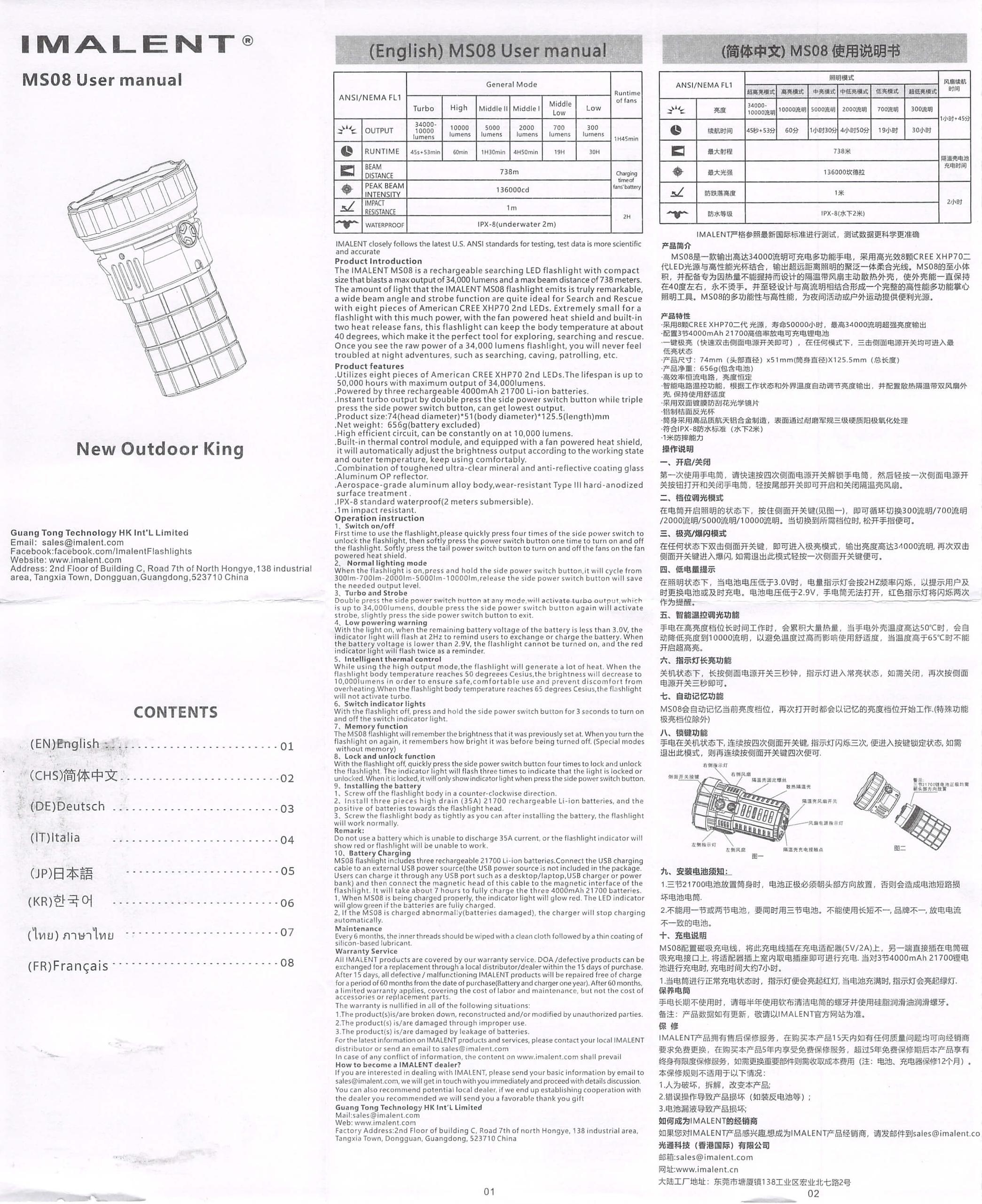 Imalent MS08 flashlight manual