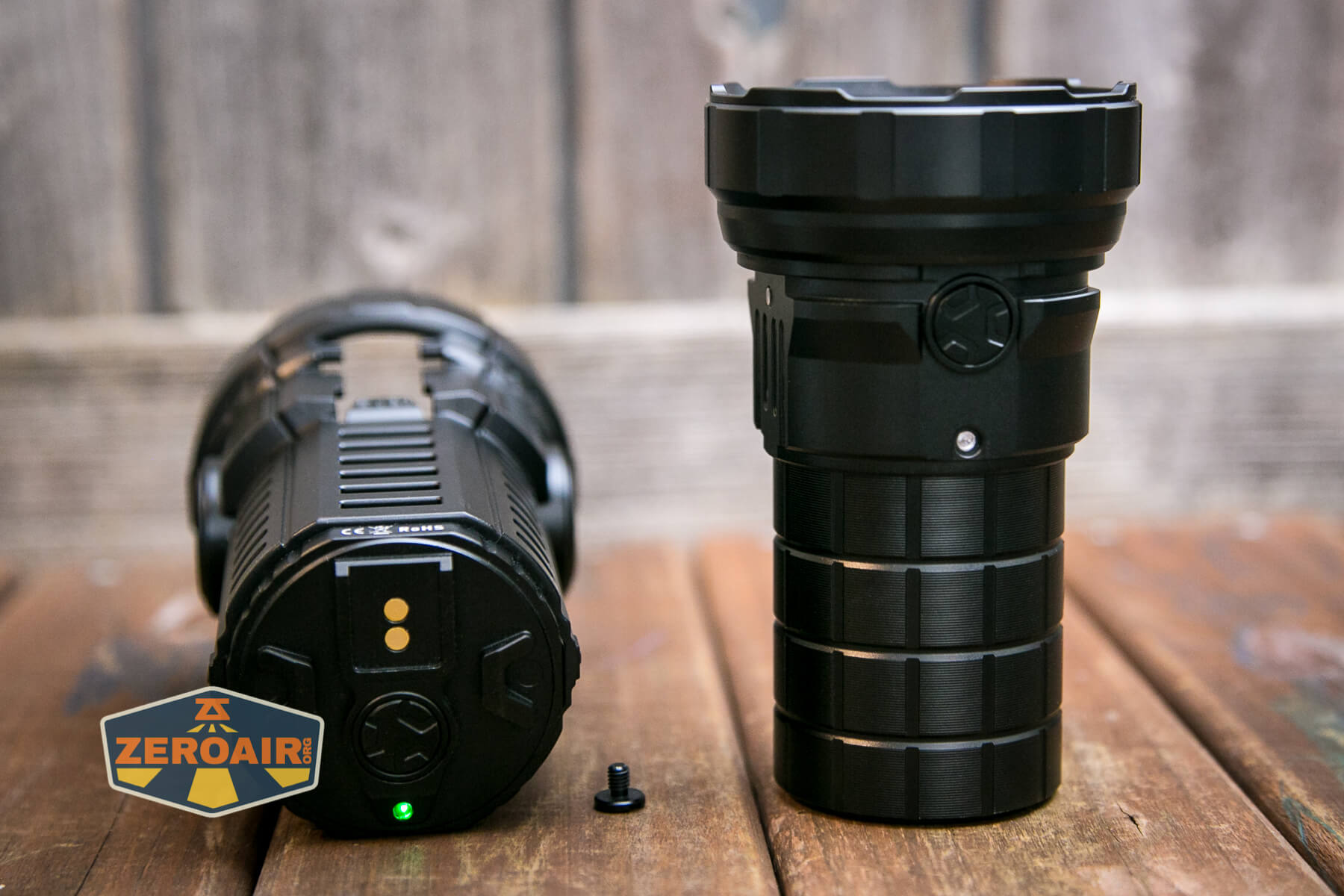 Imalent MS08 flashlight shroud removed (and still powered)
