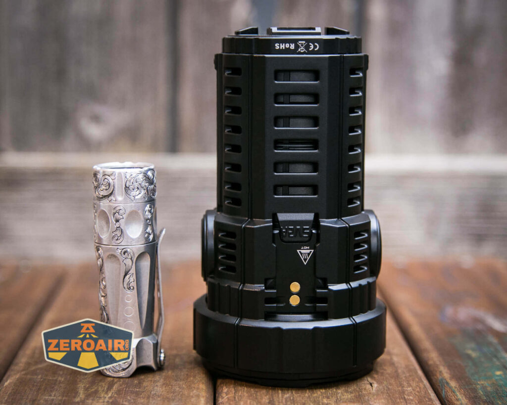 Imalent RS50 flashlight beside torchlab boss 35