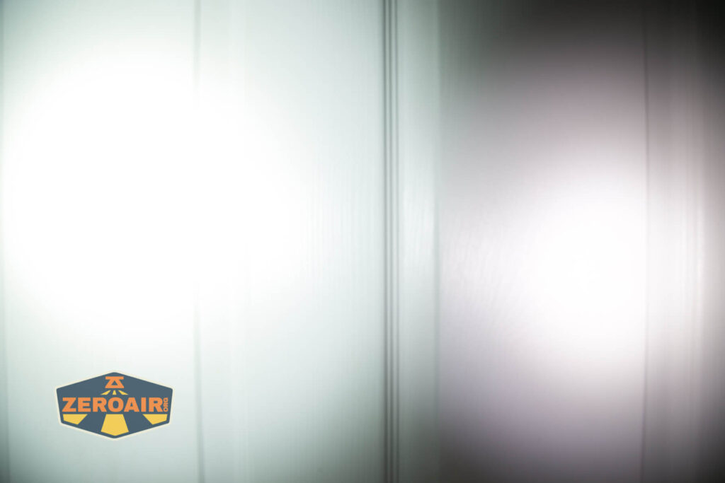 beamshots on door compared to nichia 219b