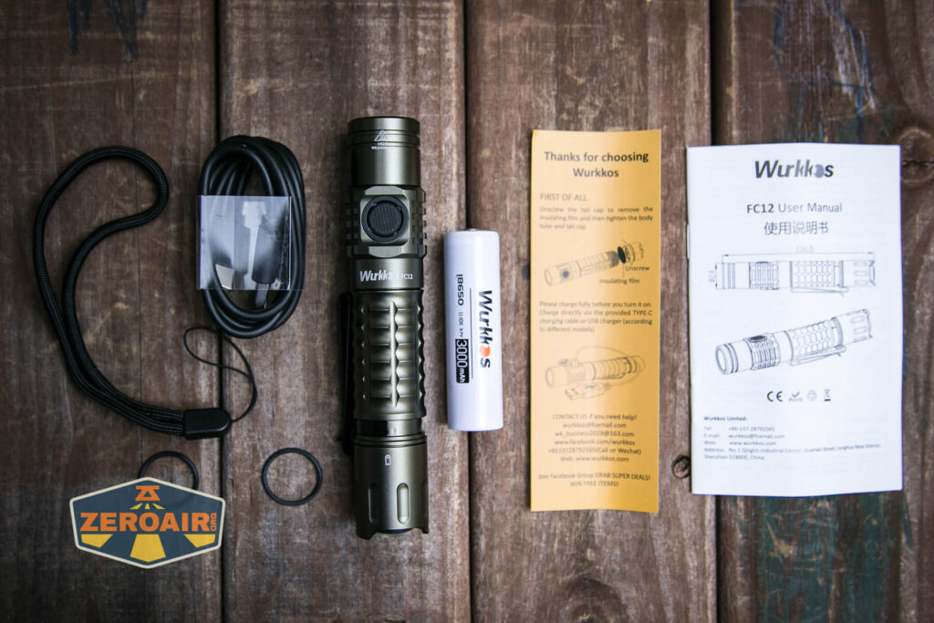 Wurkkos FC12 tactical flashlight what's included