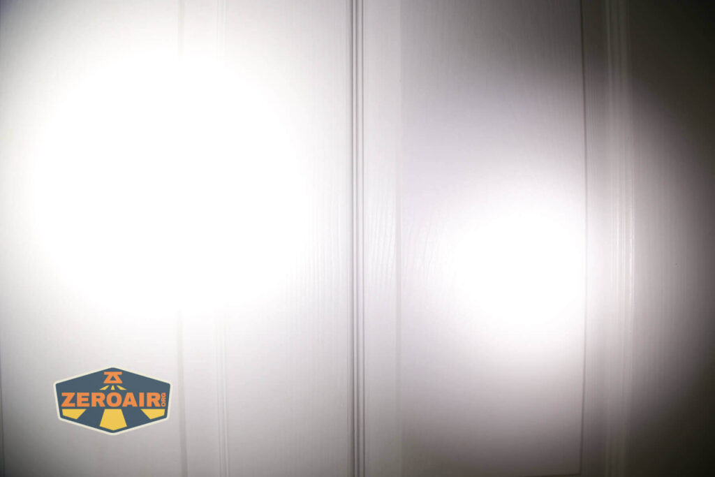 beamshots on door compared to nichia 219b