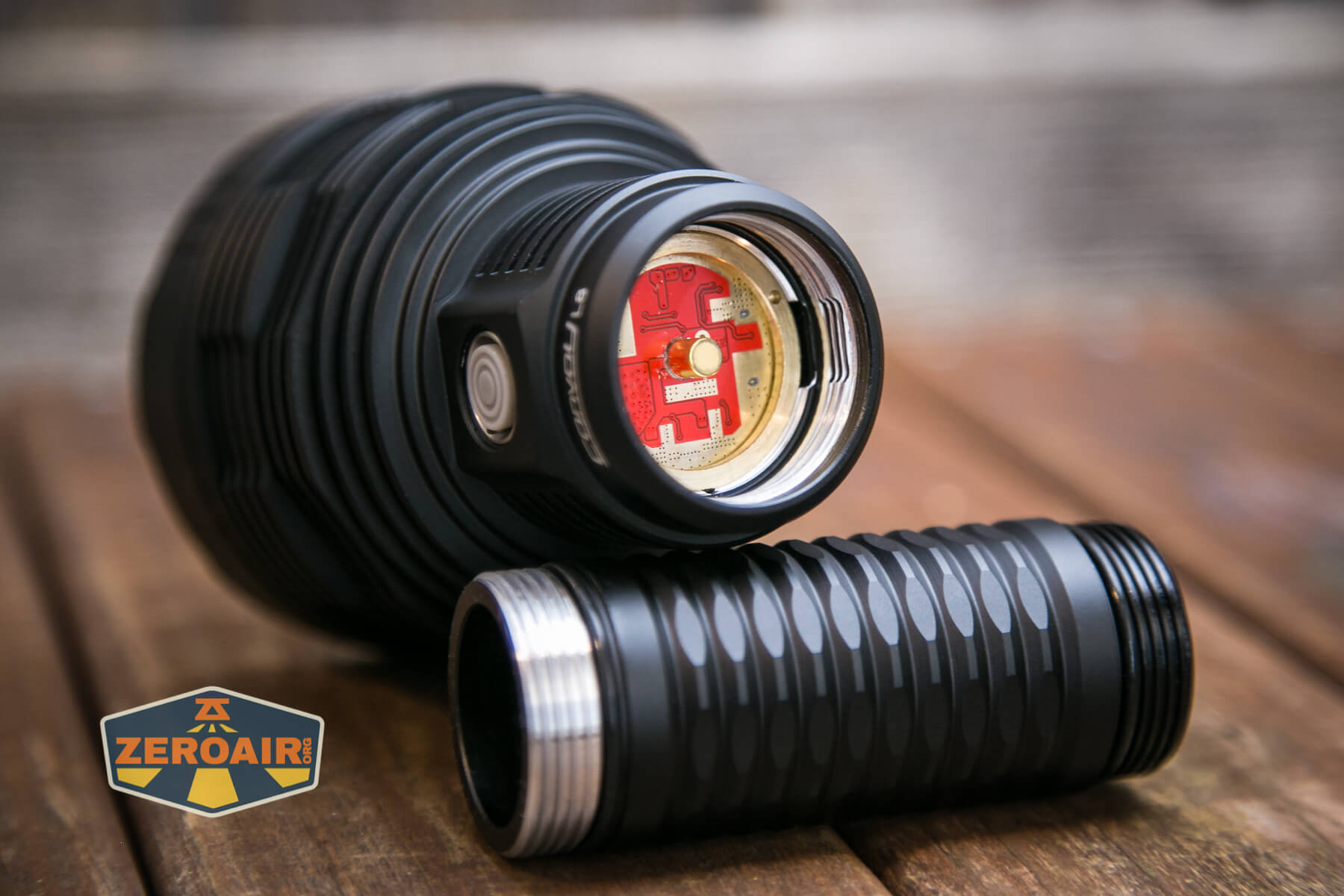 Convoy L8 flashlight brass button in head