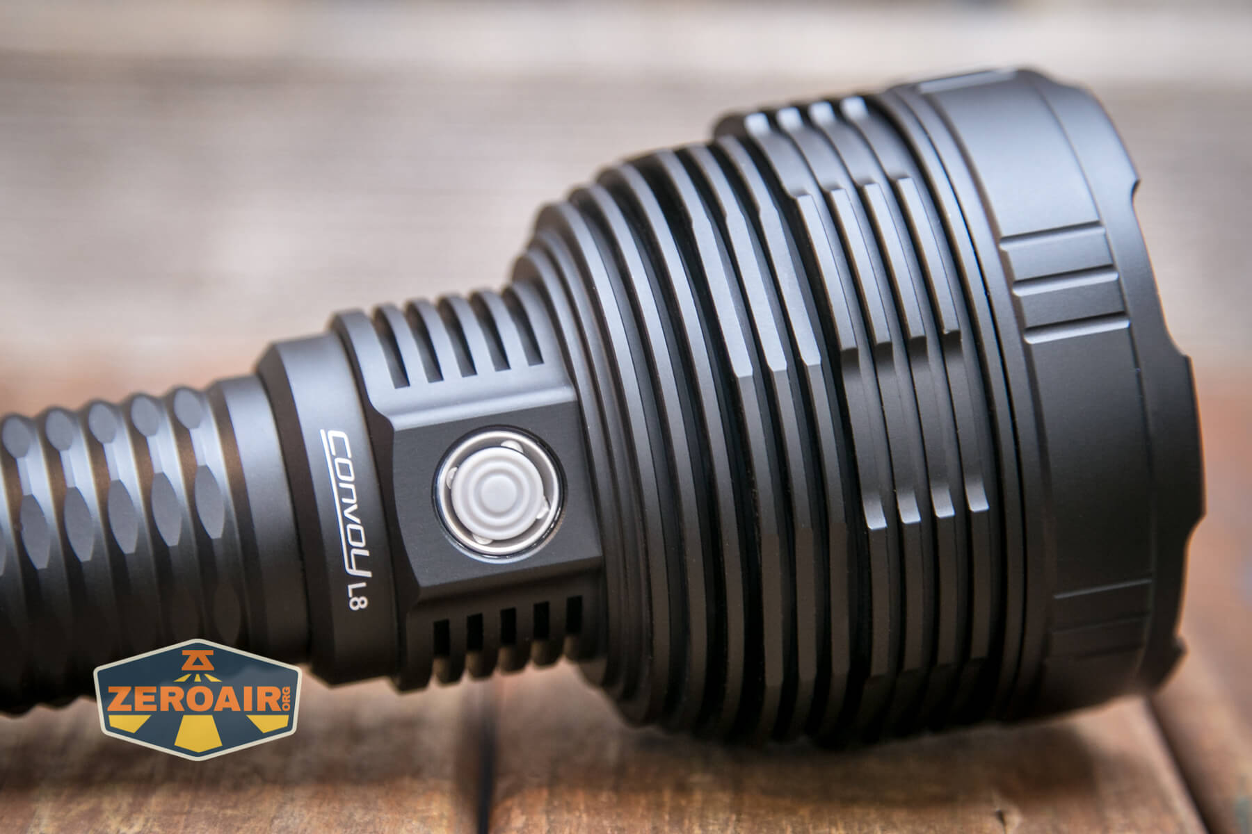 Convoy L8 flashlight indicating e-switch