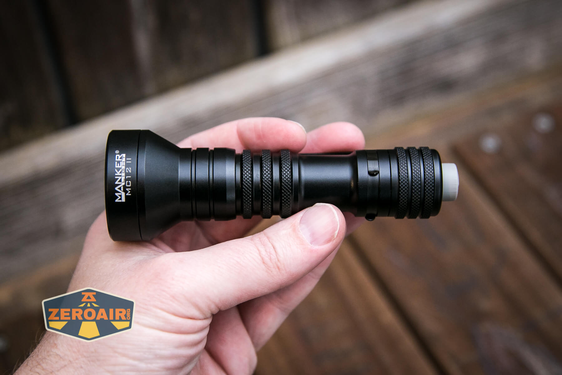 Manker MC12 II Tactical Flashlight in hand