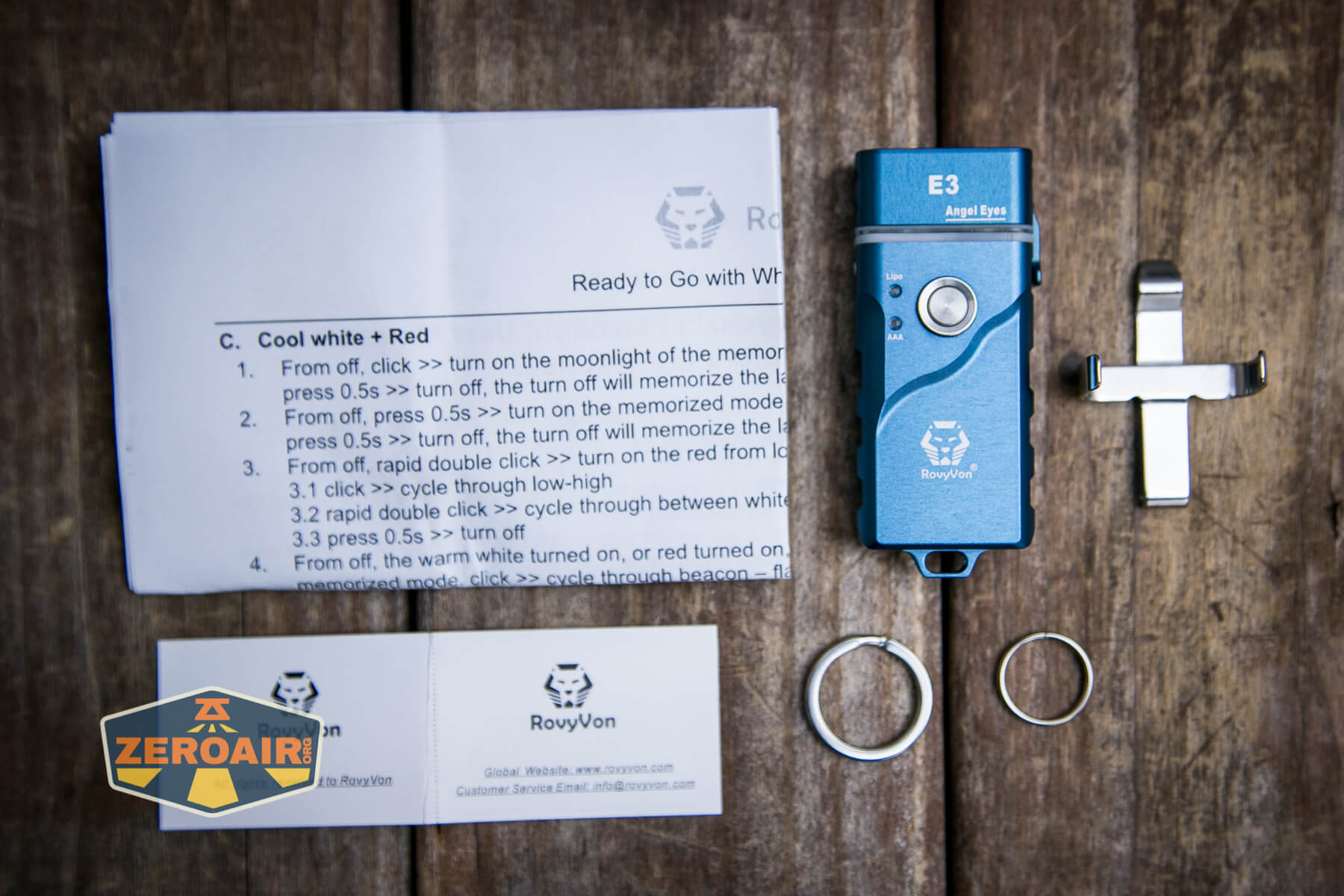 RovyVon Angel Eyes E3 flashlight what's included