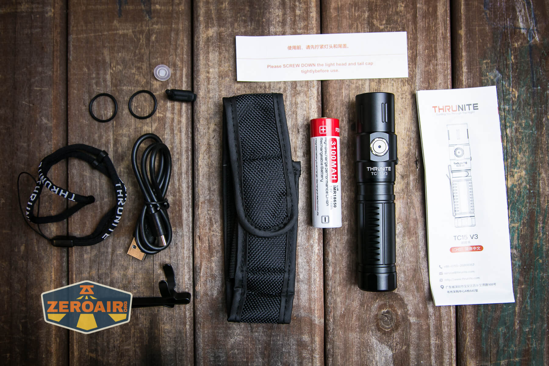 Thrunite TC15 V3 flashlight what's included