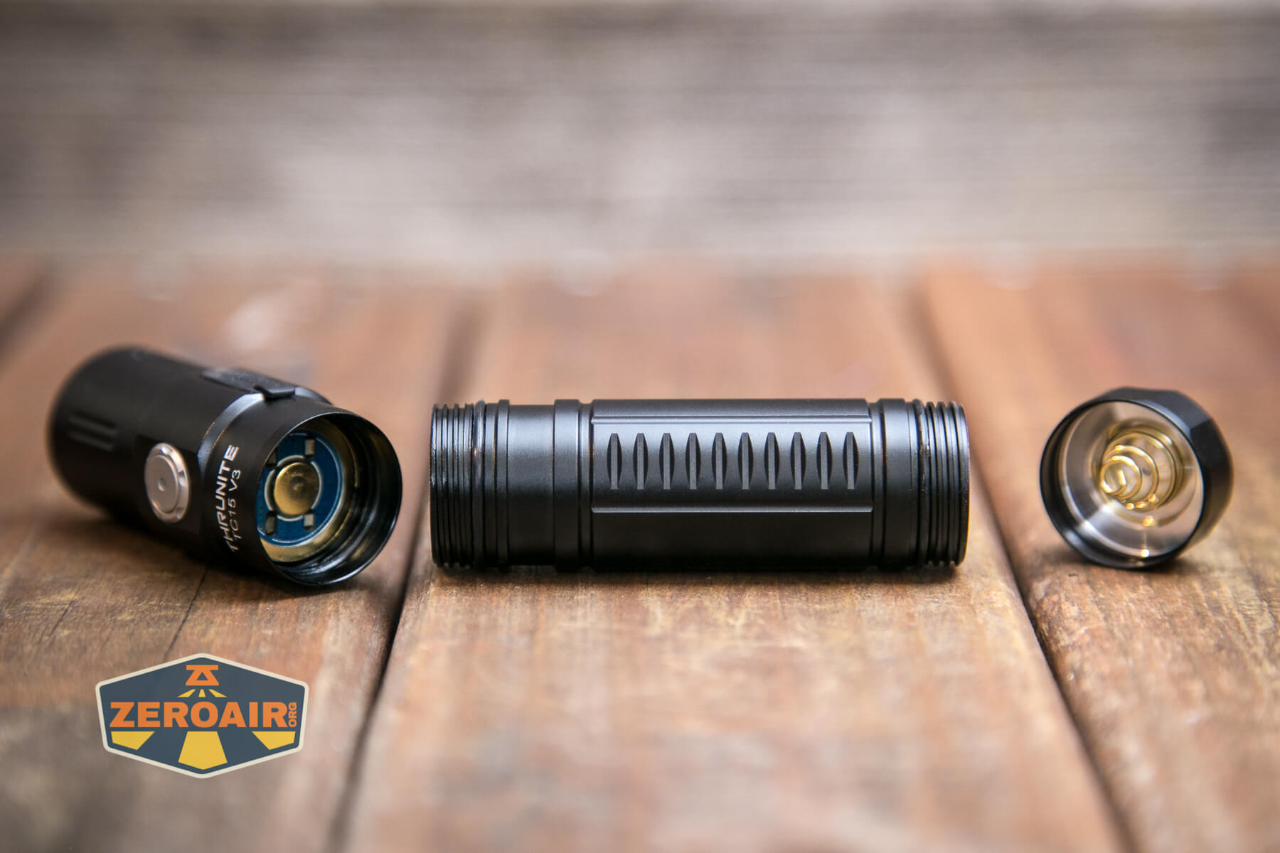 Thrunite TC15 V3 flashlight head and tail off