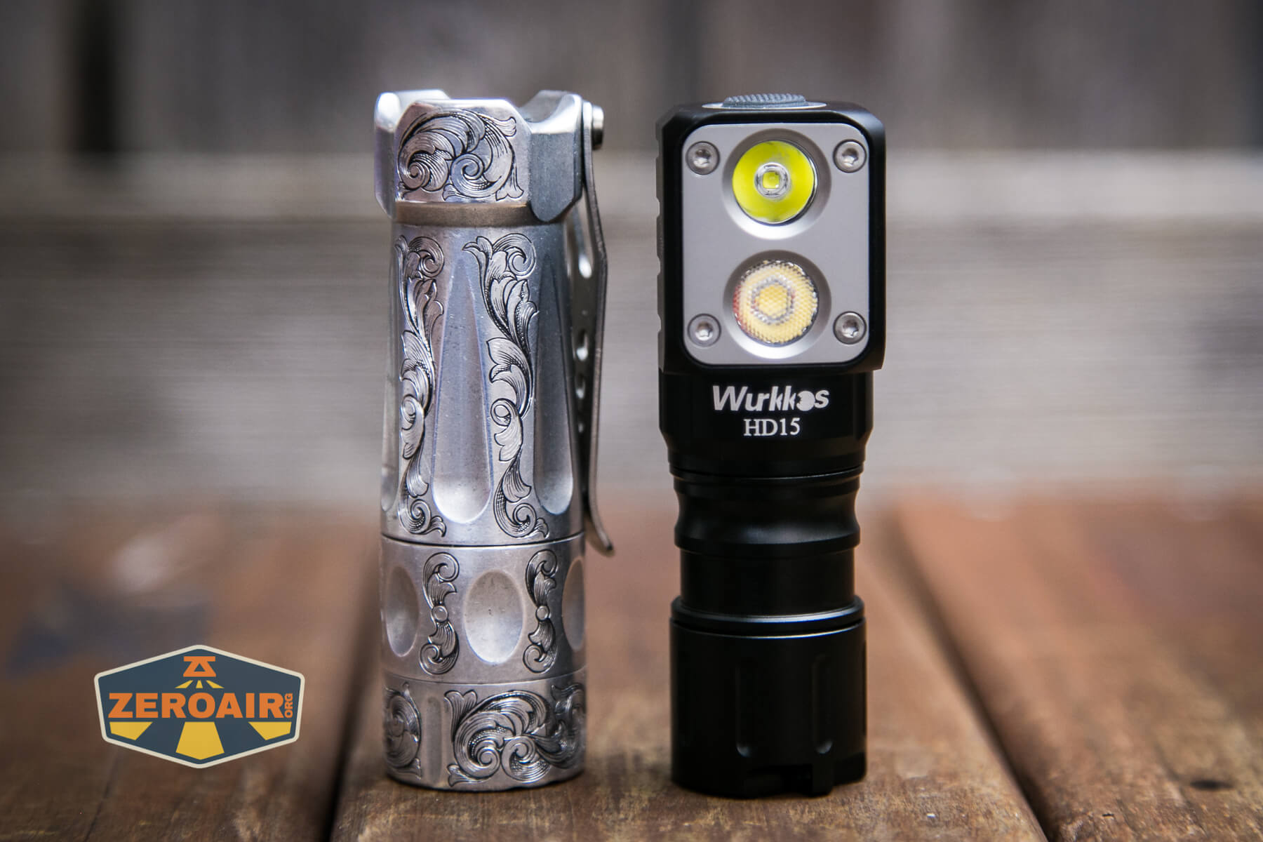 Wurkkos HD15 headlamp 18350 beside torchlab boss 35
