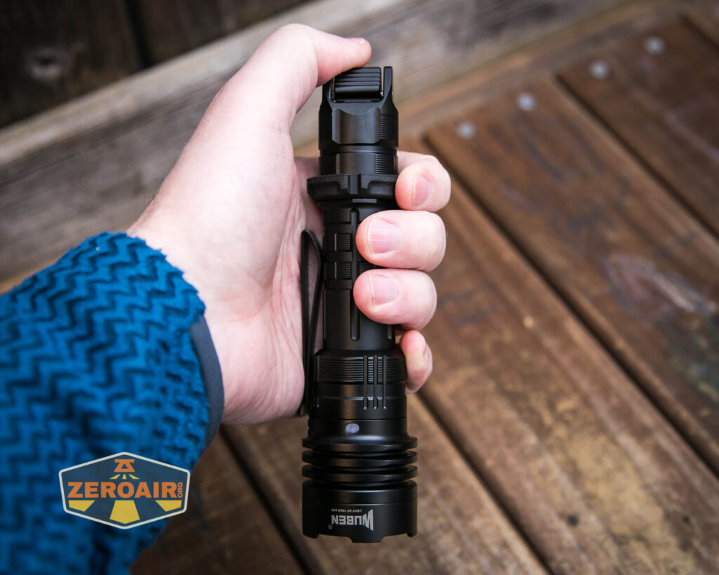 Wuben T1 Tactical flashlight in hand