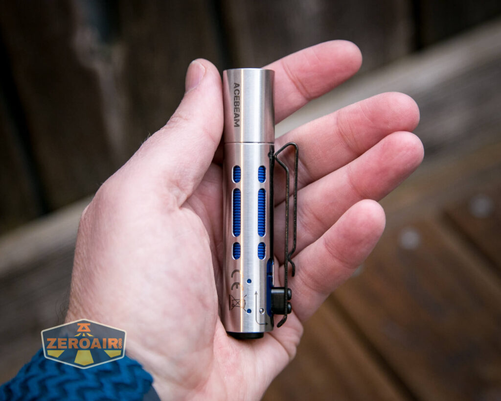 Acebeam Rider RX Flashlight in hand