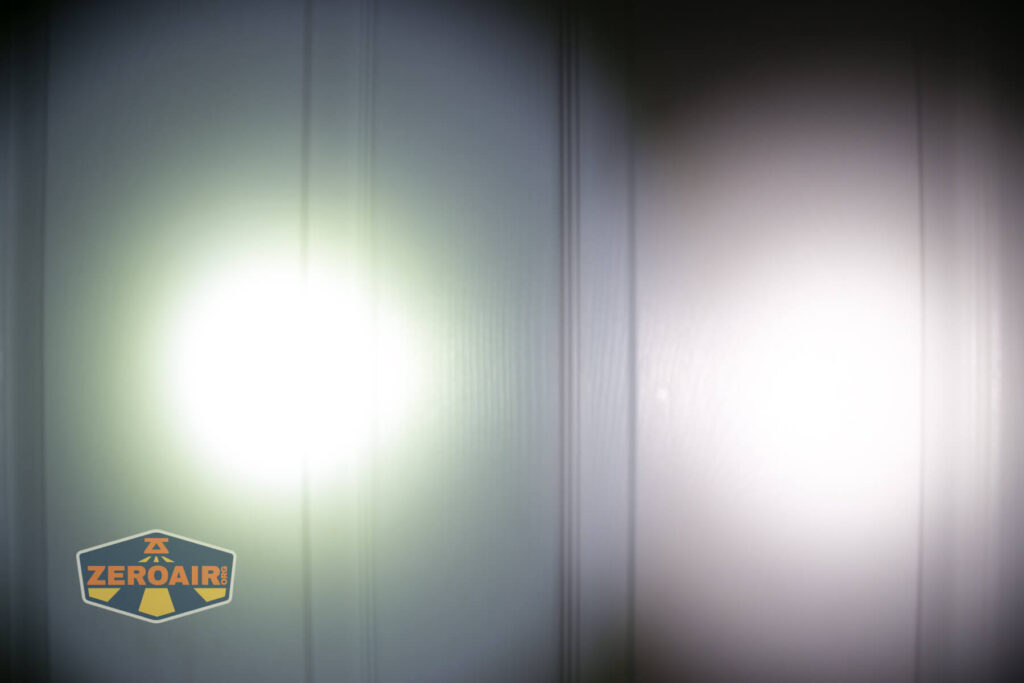 beamshots on door compared to nichia 219b