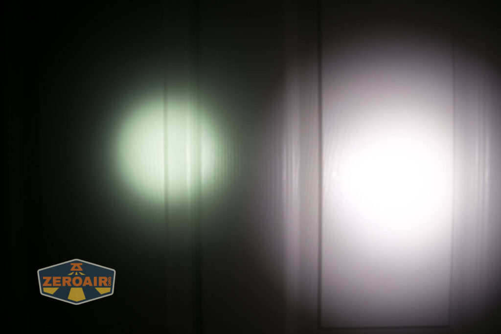 beamshots on door compared to nichia 219b