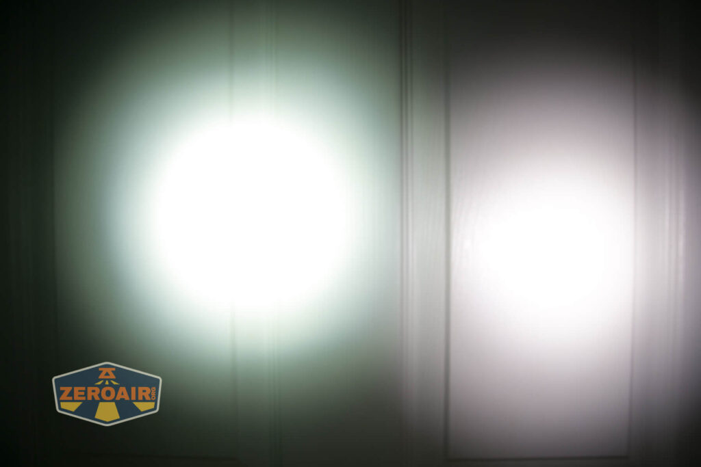 beamshots on door compared to nichia 219b