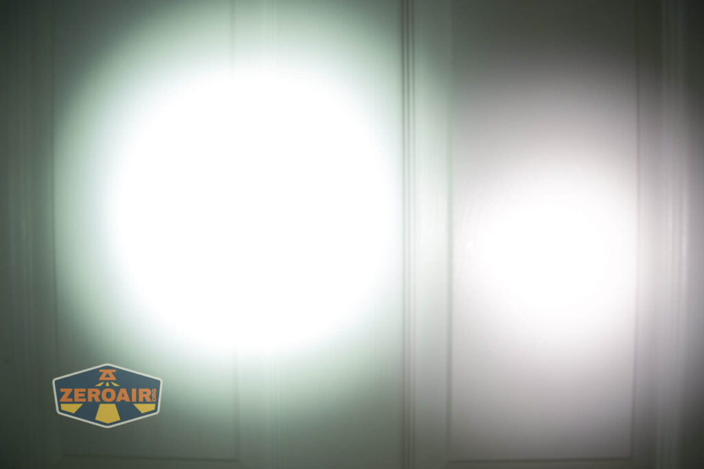 beamshots on door compared to nichia 219b