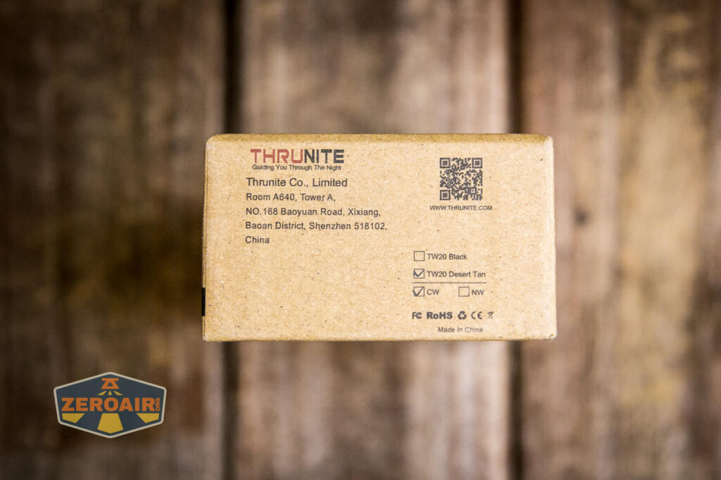 Thrunite TW20 flashlight box