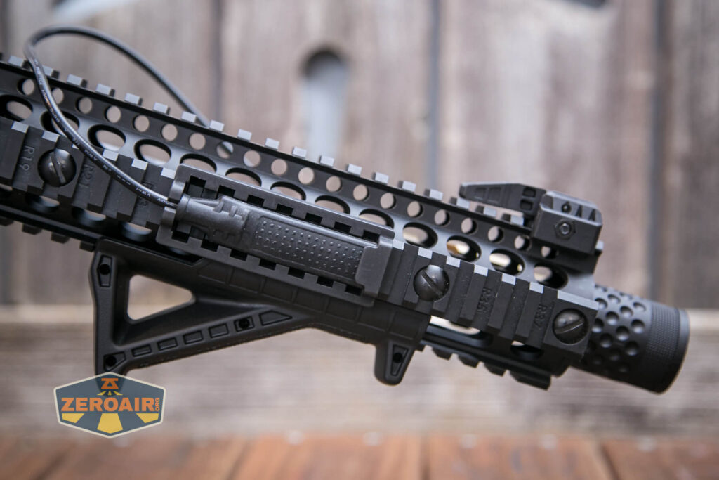 Thrunite TW20 flashlight mounted on rails