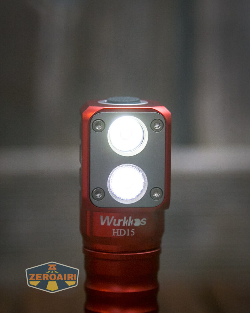 Wurkkos HD15 Red headlamp dual emitters on
