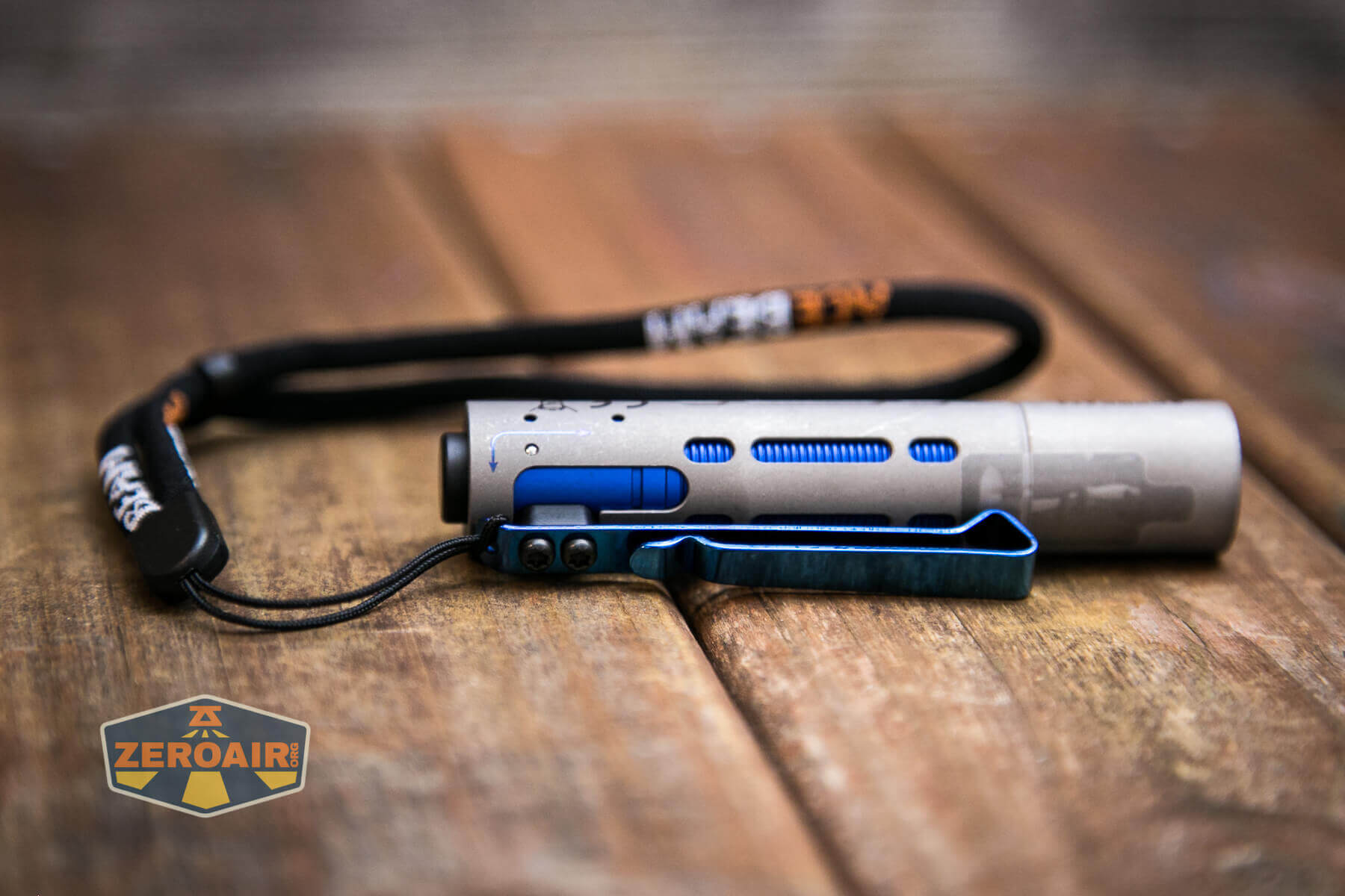 Acebeam Rider RX Titanium flashlight lanyard installed