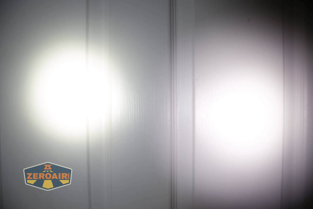 beamshots on door compared to nichia 219b