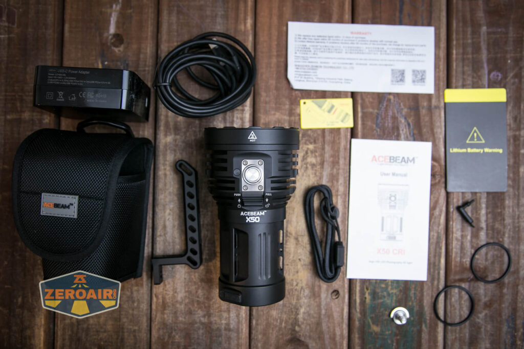 Acebeam X50 CRI flashlight what's included