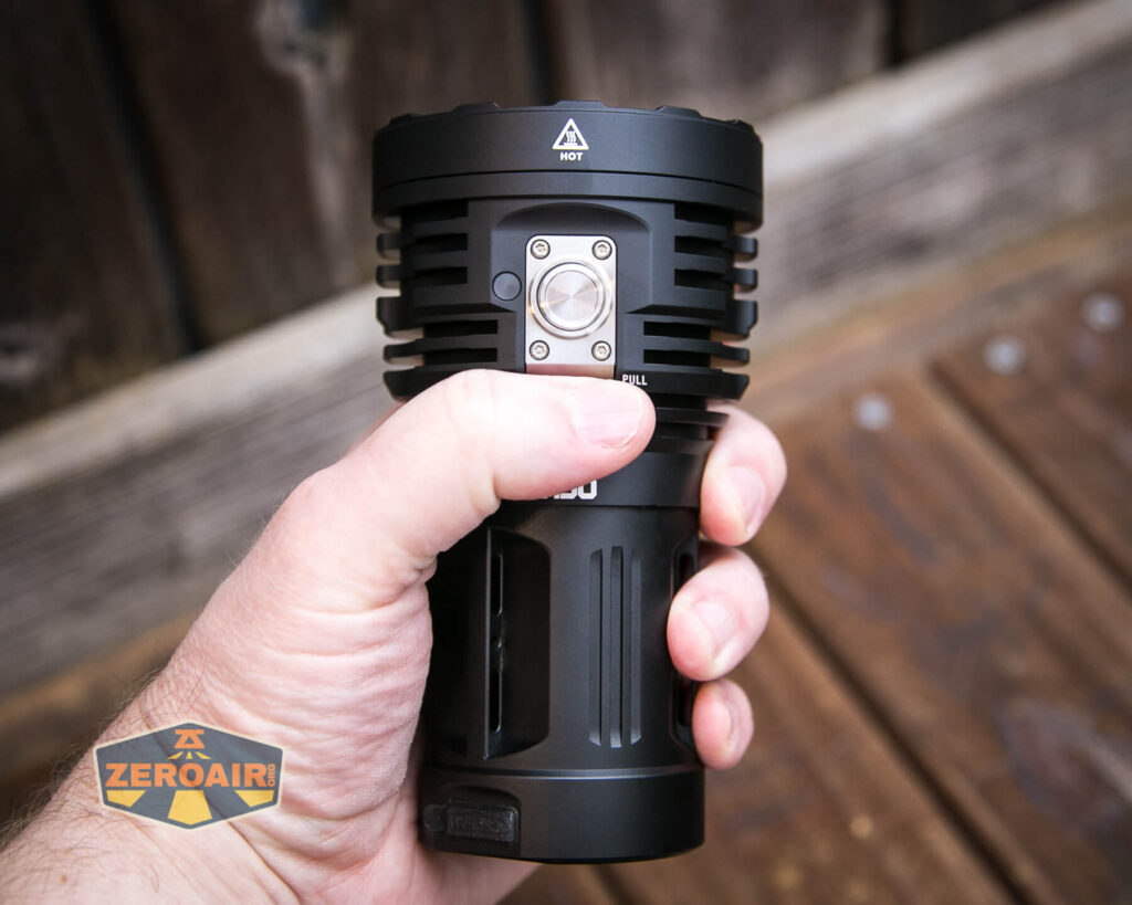 Acebeam X50 CRI flashlight in hand