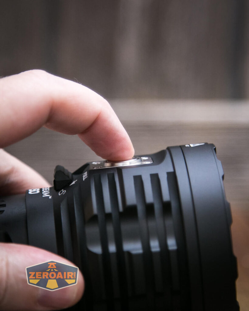 Acebeam X50 CRI flashlight e-switch actuation