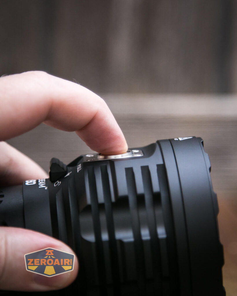 Acebeam X50 CRI flashlight e-switch actuation