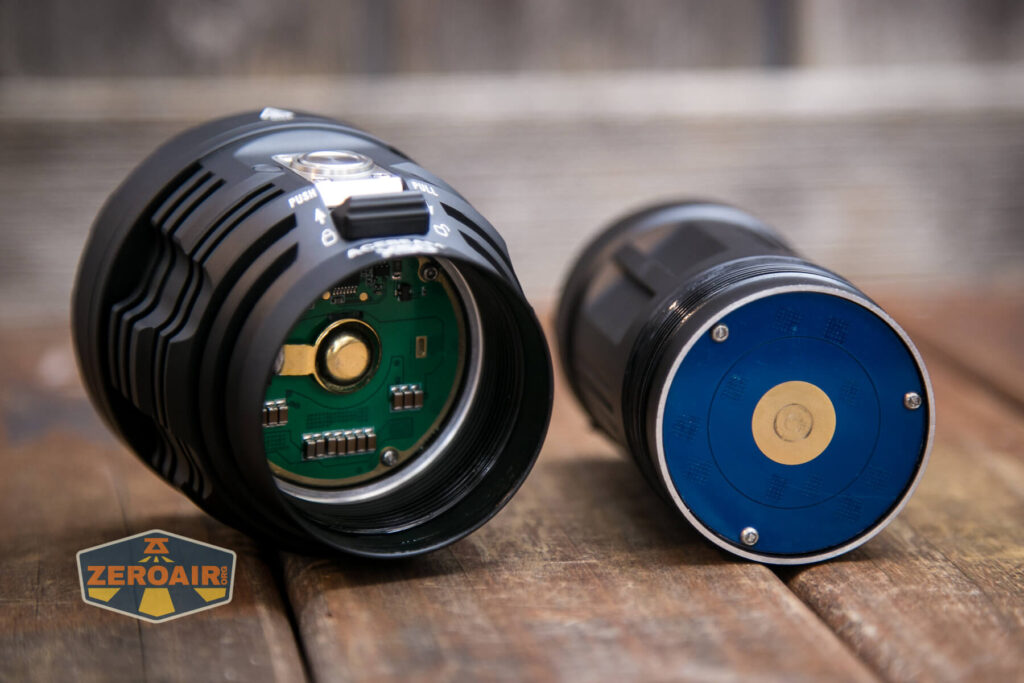 Acebeam X50 CRI flashlight battery contacts