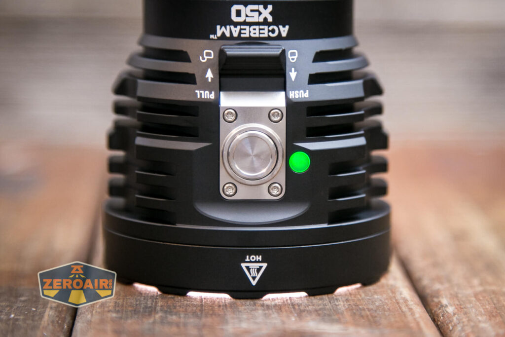 Acebeam X50 CRI flashlight bezel relief