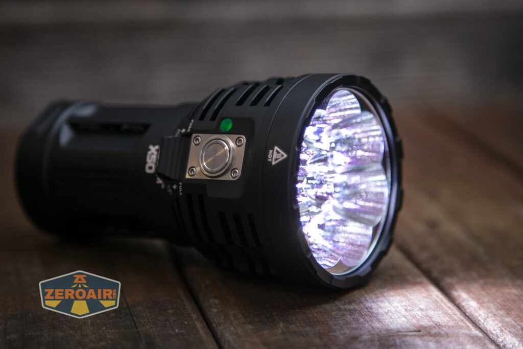 Acebeam X50 CRI flashlight ar coating on lens